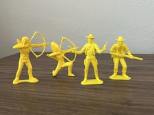 Marx Vintage Western Cowboys and Indians Yellow Toy Figures Lot of 4