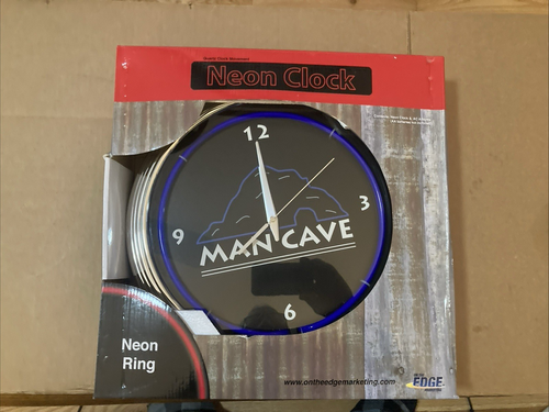 Man Cave Hanging Wall Clock w/Blue Neon Lighting 15" Diameter w/Power Adapter - Picture 8 of 8