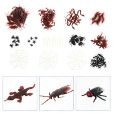 128pcs Halloween Prank Toy Simulation Spider Toys Worms and Insects