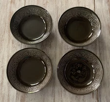 4 Vtg 60s Laveno Diamondstone Green Daisy Margherita MCM Cereal Bowls A. Campi