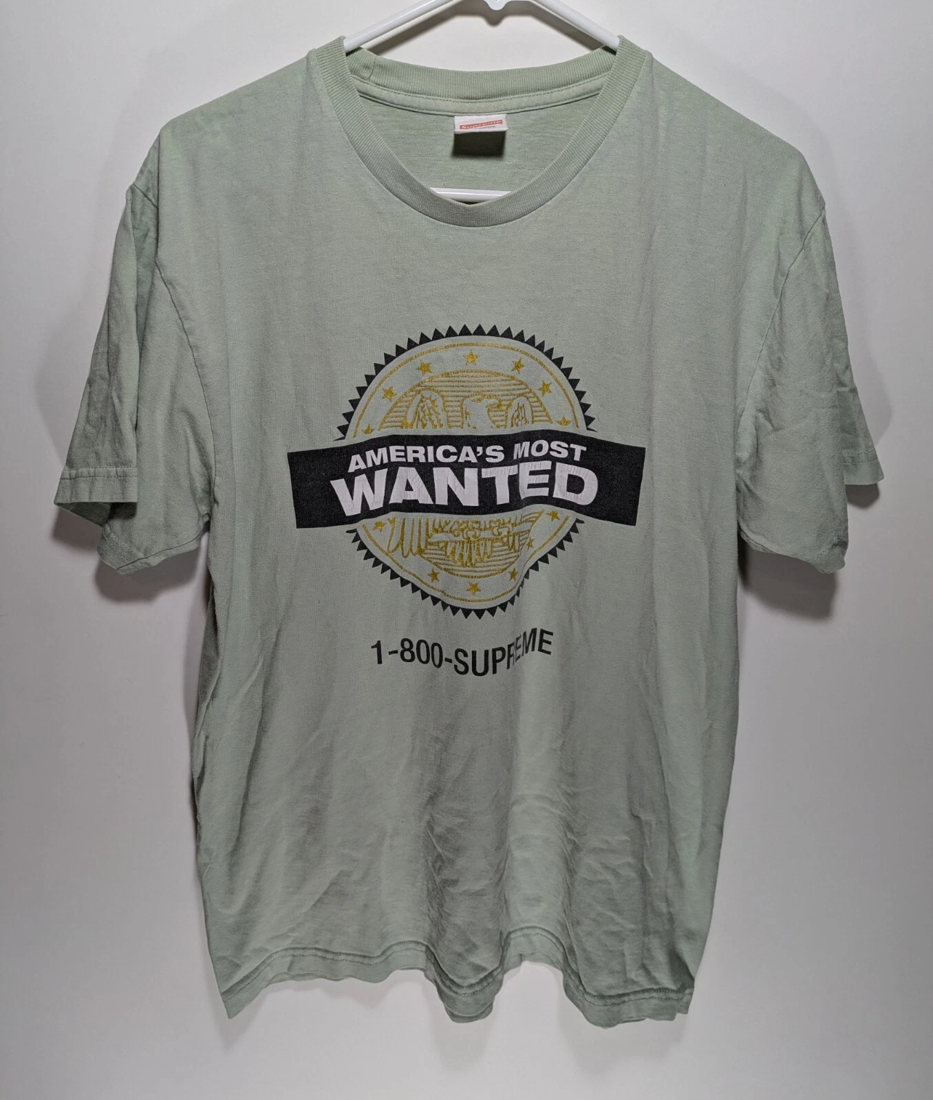 Rare t shirt homme FW14 SUPREME Americas Most Wanted vert clair taille L
