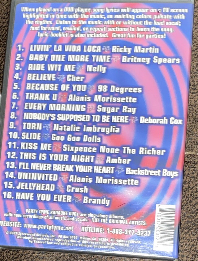 Party Tyme Karaoke - Pop Hits Vol. 1 DVD - Sealed BRAND NEW - 16