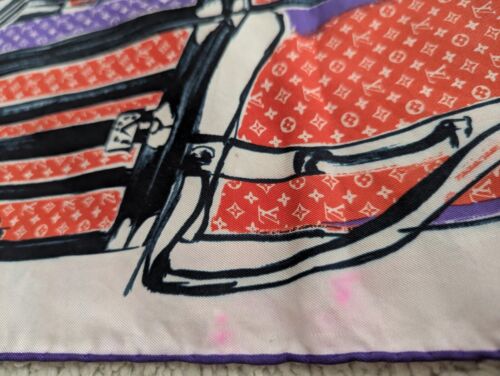 LOUIS VUITTON LV Vintage Handbags Print Silk Square Scarf Shawl Wrap Monogram 90 - Picture 15 of 18