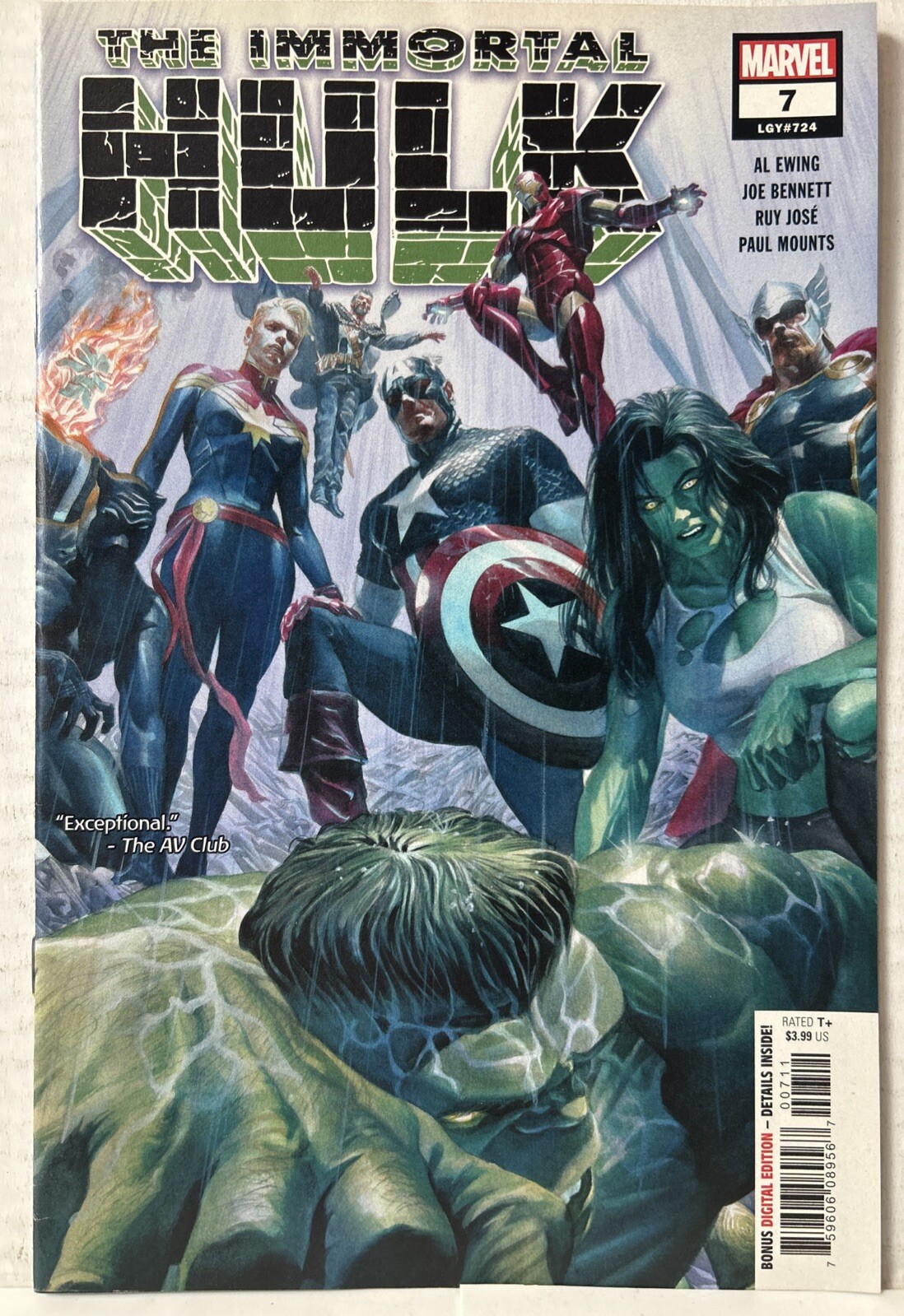 Immortal Hulk #7 (Marvel Comics December 2018) Avengers Appearance *VF+*