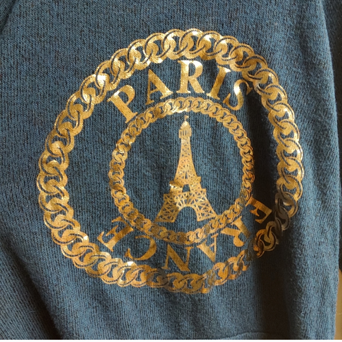 Long sleeved Paris themed thin sweater; size L - Picture 3 of 3