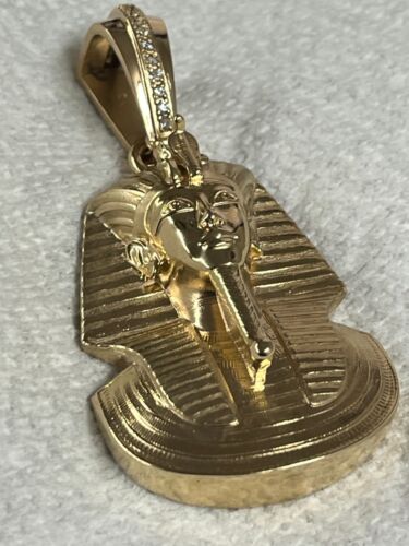 10K Gold Pharaoh King Tut Pendant Ancient Egypt Royalty Charm 47 grams