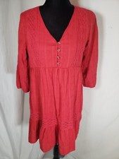 Knox Rose Red Bohemian Peasant Lace Trimmed Dress Sz S