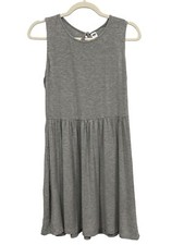 Old Navy Sleeveless Fit and Flare Mini Dress Womens Medium Keyhole Tie Back Gray