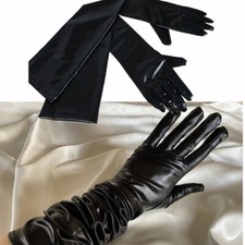 Men Patent Leather Long Gloves Wet Look Party Opera Club Costumes Shiny CulbWear