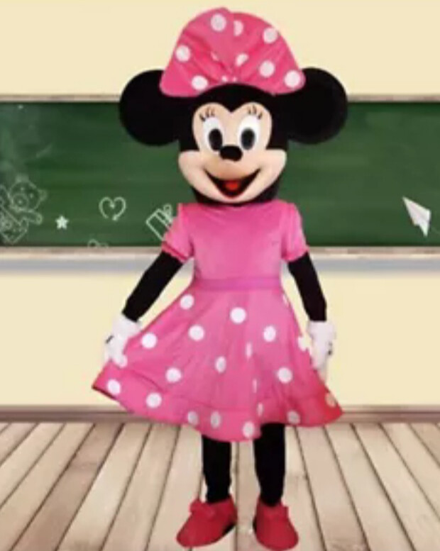 Pink MINNIE MOUSE with Bow Mascot Costume Suit Cosplay Party