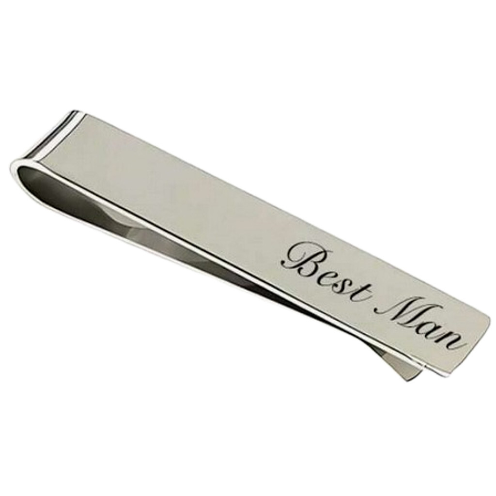 Best Man Gift Wedding Tie Pin Bar Clip Silver Mens Bridal Party Accessories