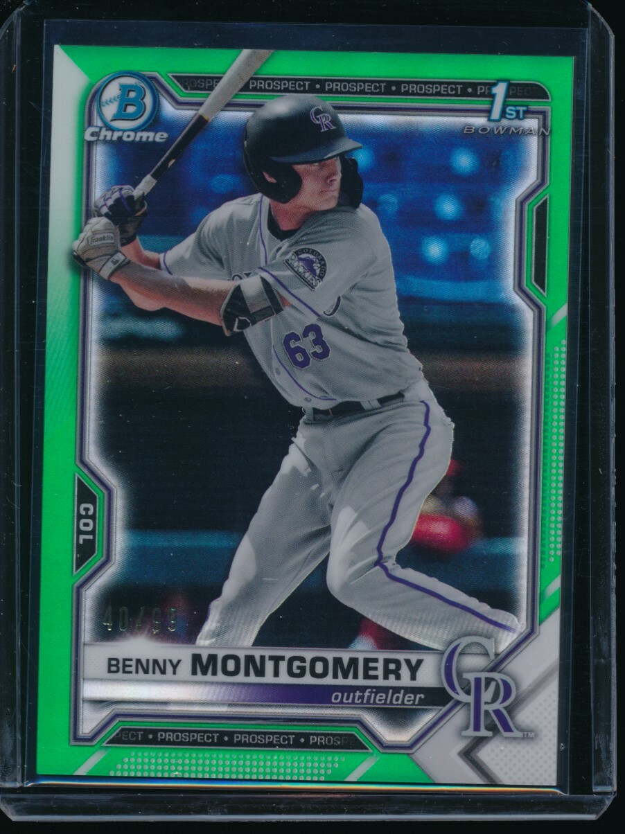 BENNY MONTGOMERY 1st 2021 Bowman Chrome Draft GREEN REFRACTOR /99 Rookie Card RC