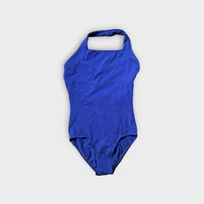 Theatricals For Every Stage Leotard Adult Dance  Blue Cotton Halter Size Medium