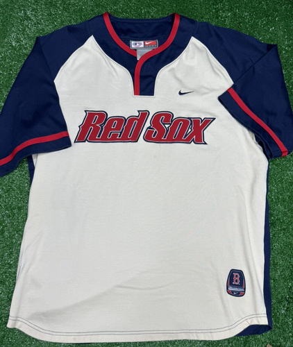 Nike Team BOSTON RED SOX MLB Single Button Jersey Shirt Men’s Large