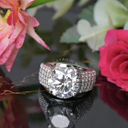 8.22 Ct Certified White Diamond Round Solitaire Men' Ring Great Shine Sparkle. - Picture 4 of 8