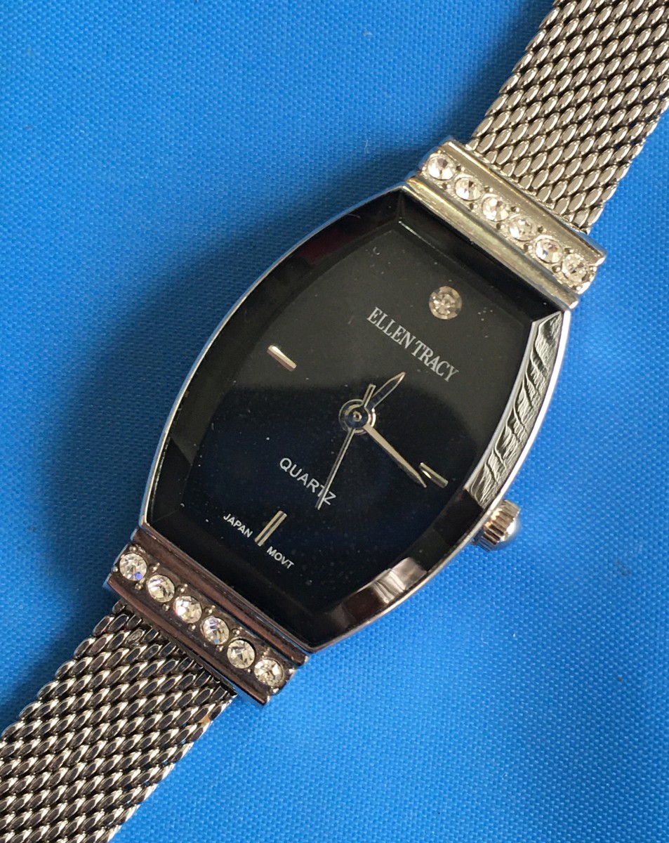 Ladies Ellen Tracy Silver Tone Crystals Analog Watch ET5013  display picture 3