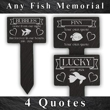 Palo segna tomba ardesia inciso animale domestico ricordo pesce personalizzato QUALSIASI SPECIE