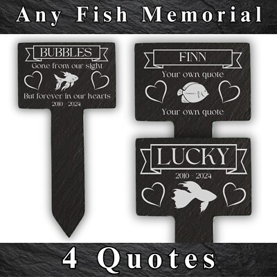 Personalisiert jeder Fisch Denkmal Haustier graviert Schiefer Grabmal Pfahl JEDE ART