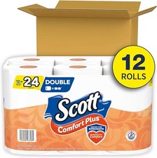 Scott ComfortPlus Toilet Paper, 12 Double Rolls, 231 Sheets per Roll, Septic