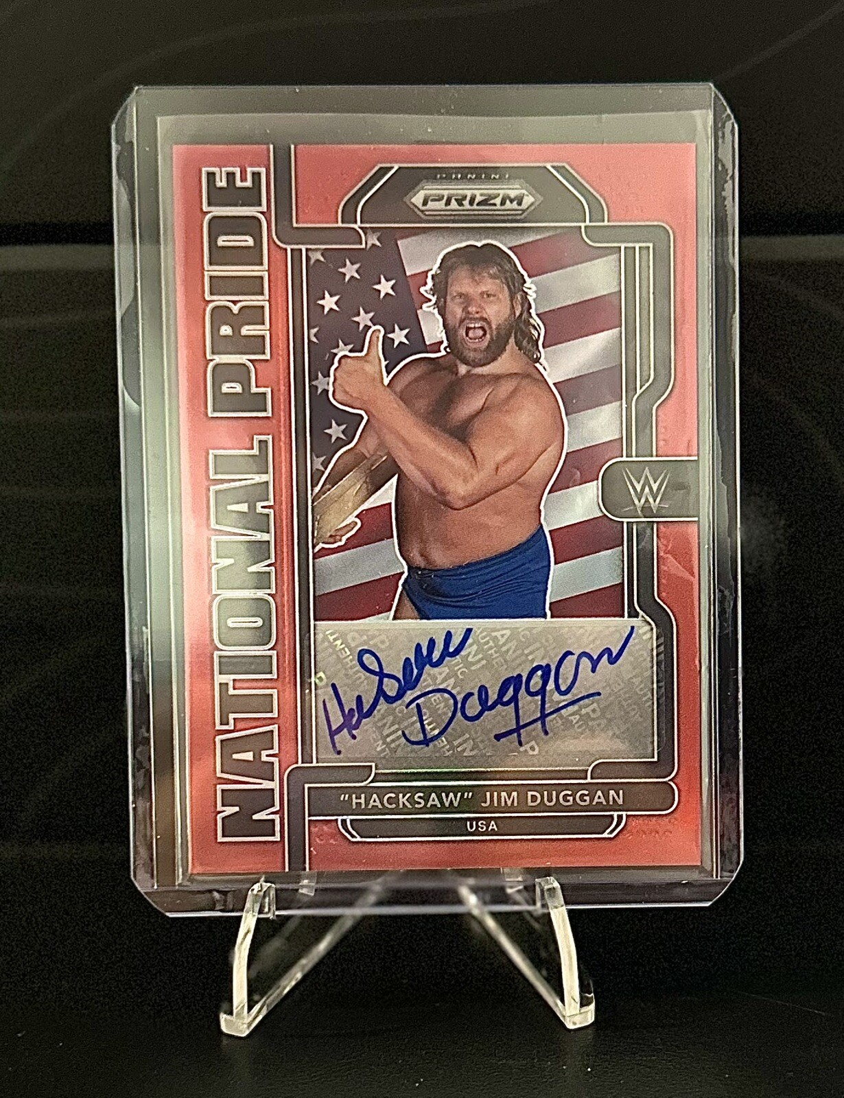 WWE 2022 Panini Chronicles Hacksaw Jim Duggan Red National Pride Auto