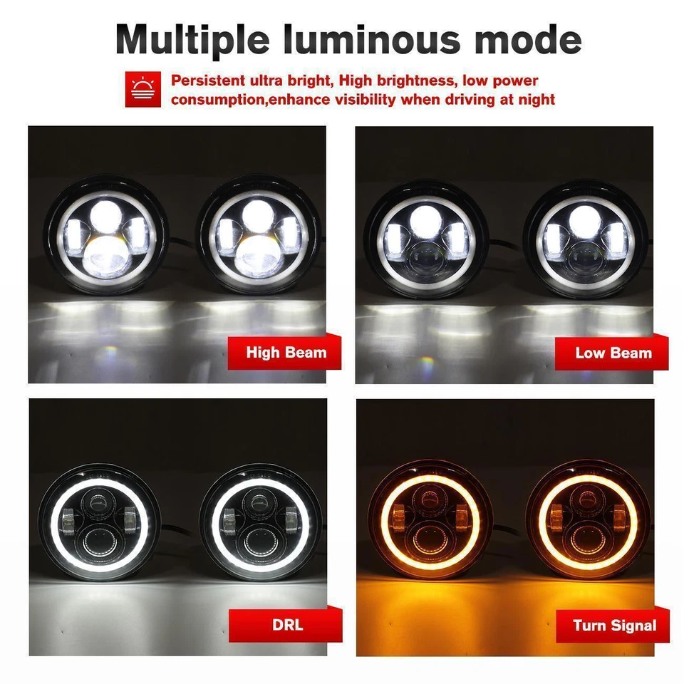 For Ford F100 F150 F250 Truck Pair DOT 7" Inch LED Headlights Hi/Lo Beam DRL Foto 4 de 4