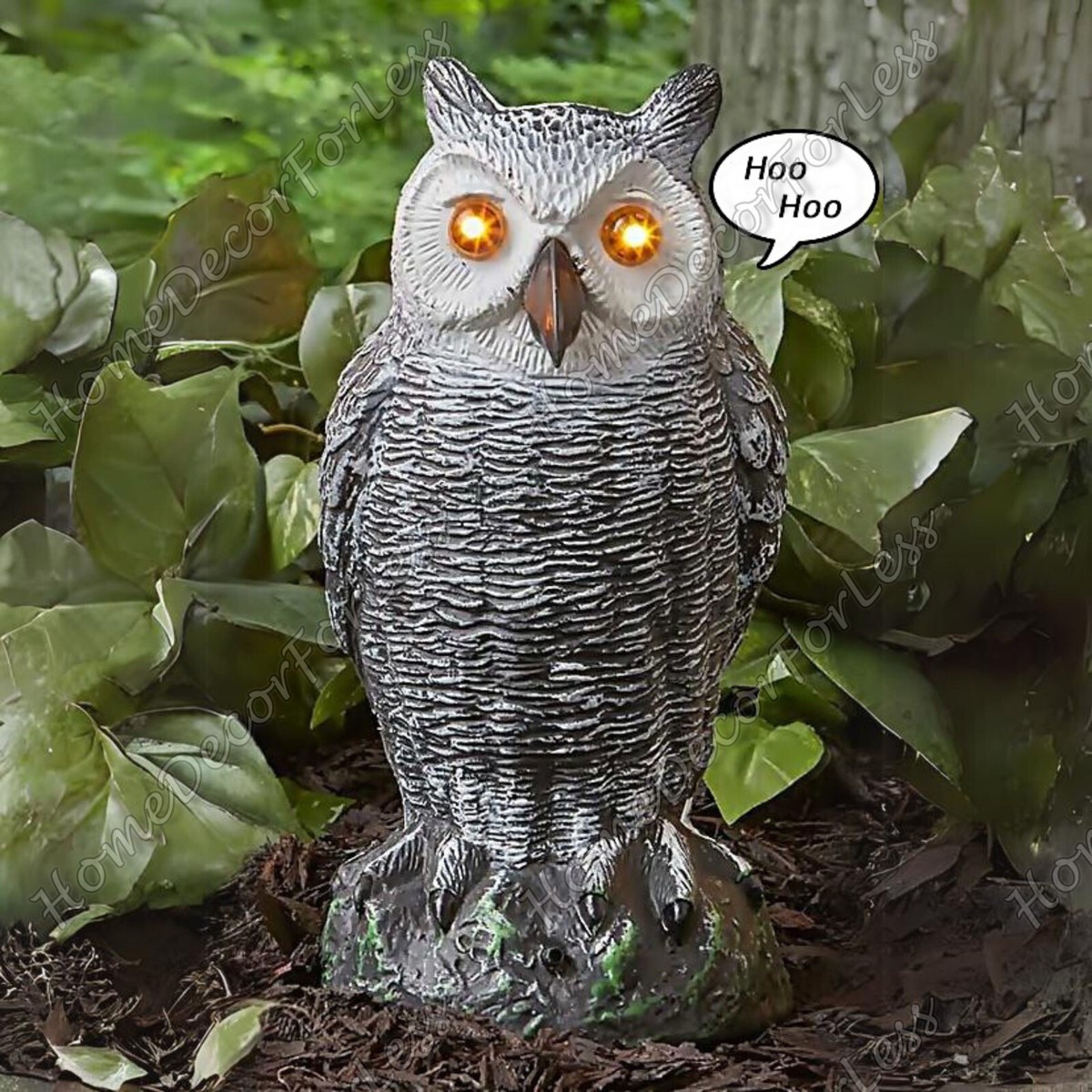 Motion Activated Light & Sound Hooting OWL Garden Statue Outdoor Motion Activated Light & Sound Hooting OWL Garden Statue Outdoor