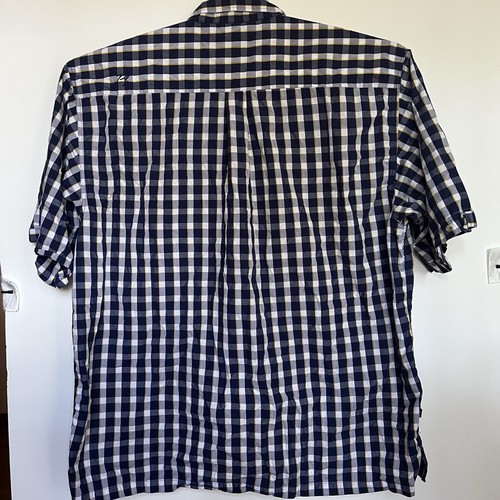 Phat Farm Mens 3XL Button UP Shirt Short Sleeves Blue Check Plaid 100% Cotton - Picture 5 of 10
