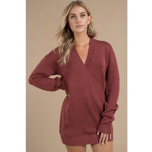 red oversized sweater dress