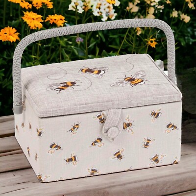 NÄHKORB BOX ''BESTICKT 3 BIENEN'' DESIGN mit optionalem Nähset erhältlich
