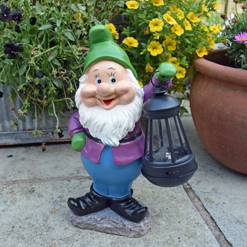 Gnome Garden Ornament Fairy Dwarf Statue LED Solar Lantern Light Décor UK GIFTS - Picture 26 of 61