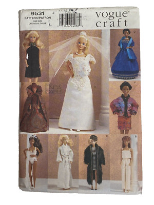 Vogue Craft 11.5'' Fashion Doll Clothes Sewing Pattern #9531 Uncut