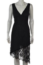 Alice + Trixie Womens Dress Size XS Black Floral Lace Sheath Midi Sleeveless
