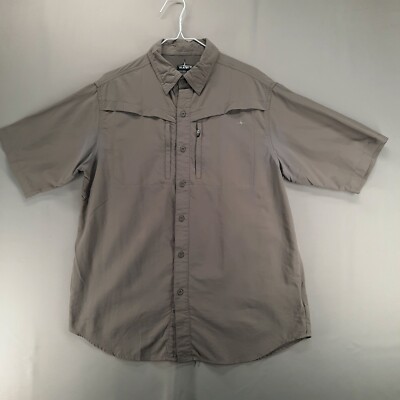 Habit Fishing Shirt Mens M Gray Short Sleeve Solar Factor 30 Plus