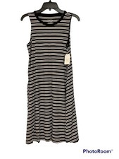 Time And Tru Women's Sleeveless Knit BlackDress W/pockets Size Large 12-14 NWT