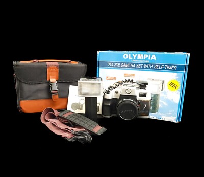 Vtg 80's Olympia Camera 35mm Point & Shoot Deluxe Set Tested Open Box GM8426