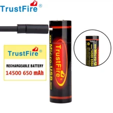 1Pcs 14500 650mAh 3.7V Li-ion Lithium Micro-USB Rechargeable Battery PCB Battery