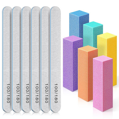 Tsmaddts Nail Buffers and Files, 6PCS Buffer Blocks, 6PCS 100 180 Grit Files