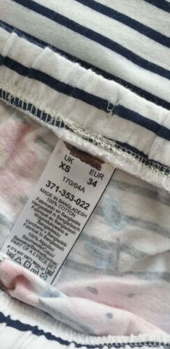 Neu Damen Kurz Pyjama Set Weiß Blumen Streifen Ex High Street 100% Baumwolle - Bild 5 von 9