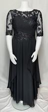 NEW! Gown Gallery Womens 12 Sheer Black Lace Bodice Chiffon A-Line Wedding Dress