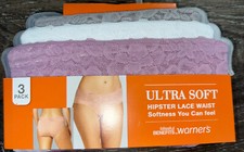 Warners Womens Hipster Underwear Panties Polyester Blend 3-Pair Lace A , 3XL/10