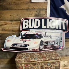 Bud Light Metal Sign RARE 1991 Jaguar Racing Car Team Davy Jones Poster OG 35x19