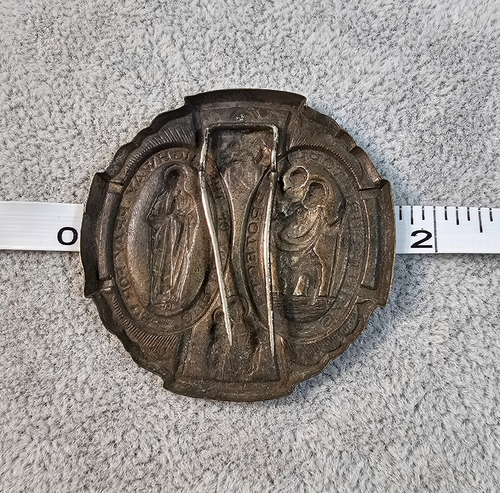Vintage St Christopher Our Lady Of the Highway Visor Pin 2.75" - Picture 3 of 3