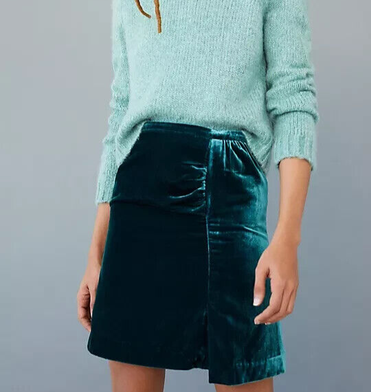 Anthropologie Montie Velvet Mini Skirt Emerald Green Holiday Size