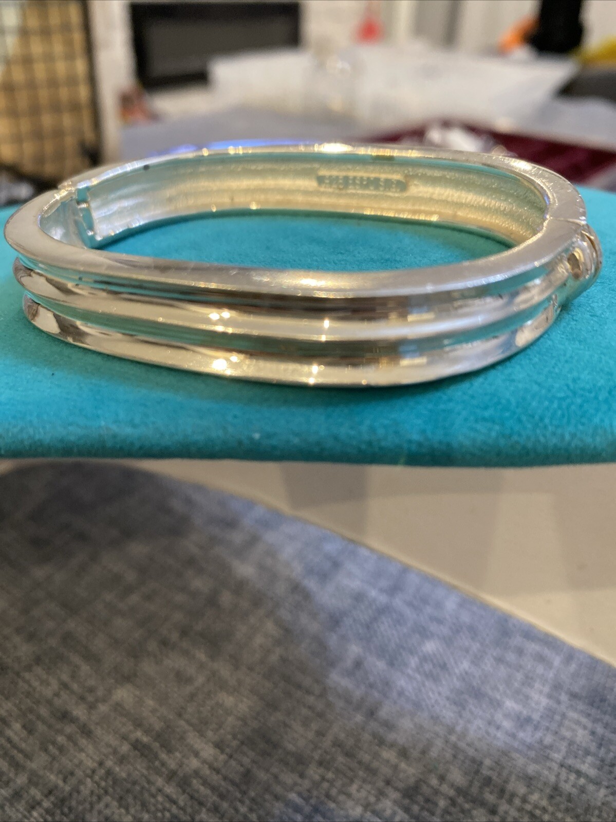 Sterling Silver .925 Solid Hinged Bangle Bracelet… - image 2