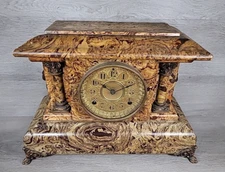 Seth Thomas Adamantine Mantle Clock 2 Colum Footed Time & Strike Circa 1880s
