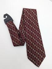 Robert Talbott Best Of Class Silk Maroon Geometric Print Tie Made in USA