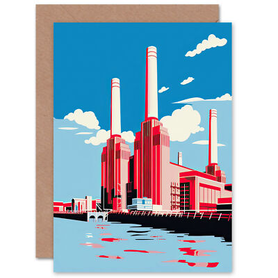 Battersea Power Station London Landmark Him Her Birthday Blanko Grußkarte