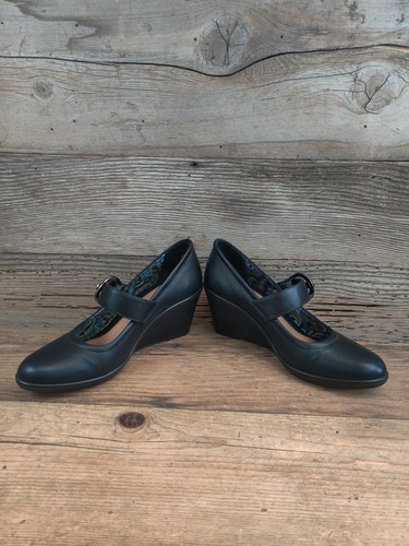 HOTTER LAUREN LEATHER HEEL MARY JANE WEDGE SHOES WOMENS SZ 9.5 - Picture 3 of 5