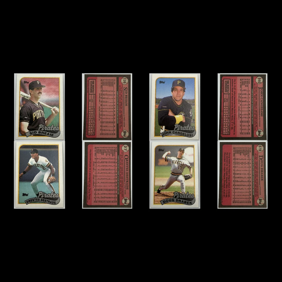 Lote de 32 tarjetas de béisbol 1989 de los Piratas de Pittsburgh Topps Barry Bonds casi nuevo béisbol MLB Foto 4 de 4