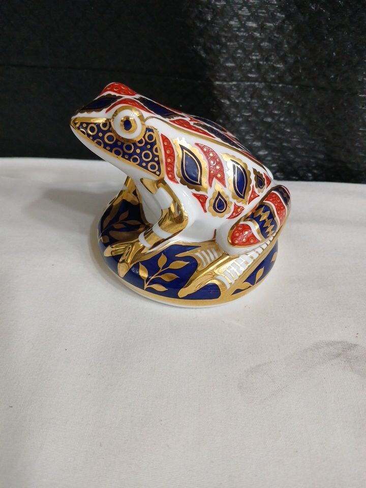  CROWN DERBY 文鎮　置物 Royal Crown Derby FROG England Imari Paperweight Figurine Bone
